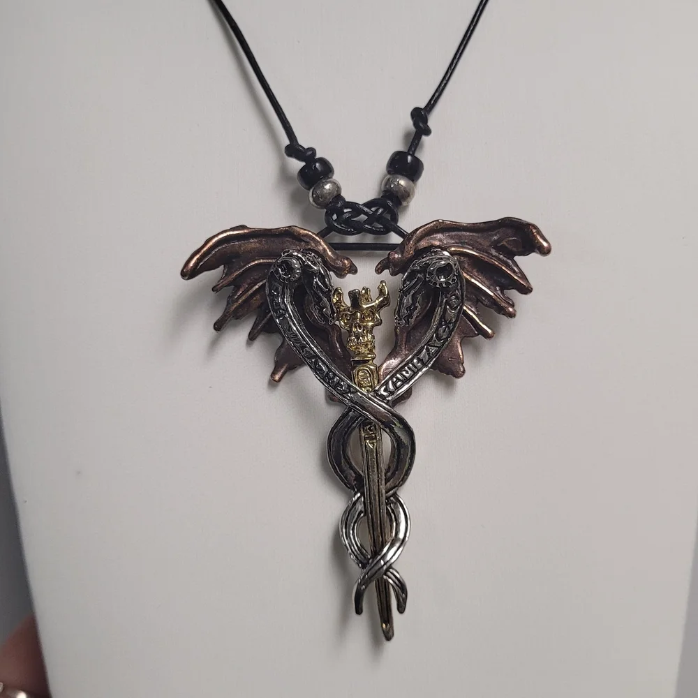Mystical Dragon Wing Pendant Necklace